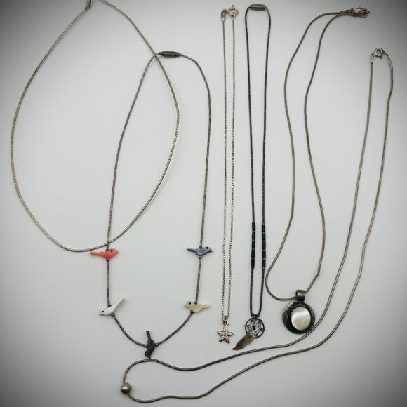 Vintage Sterling Silver Necklace Lot – 6 Pieces, 29g - Picture 1 of 9